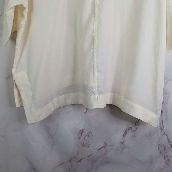 Everlane Button Up Shirt Short Sleeve Cream Sandstone Women Top Drapy Square - Picture 9 of 14